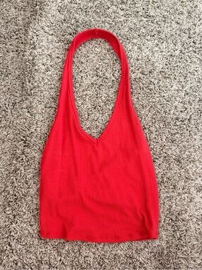 Tilly's Vibrant Red Ribbed Halter Top